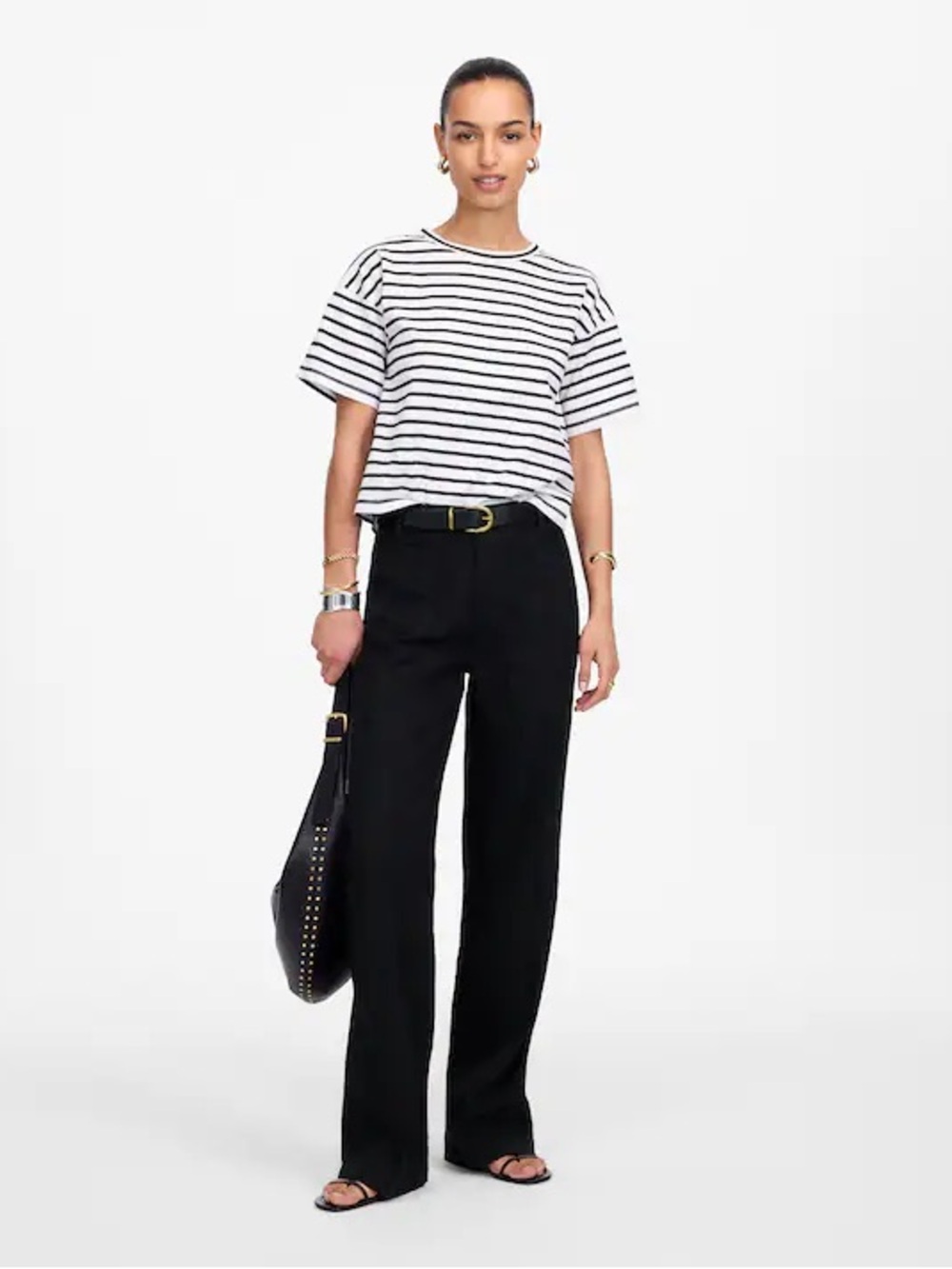 Madewell $118 Patch Pocket Flare Pant in 100% Linen Women’s 4 Black Office Work